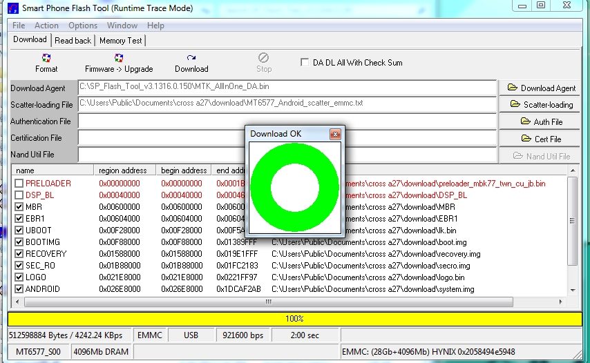 Flashing Sukses Flash Tool