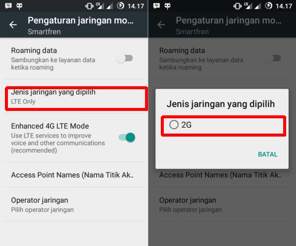 fix jenis jaringan yang dipilih