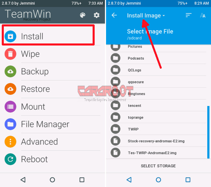 Opsi Install Image di TWRP