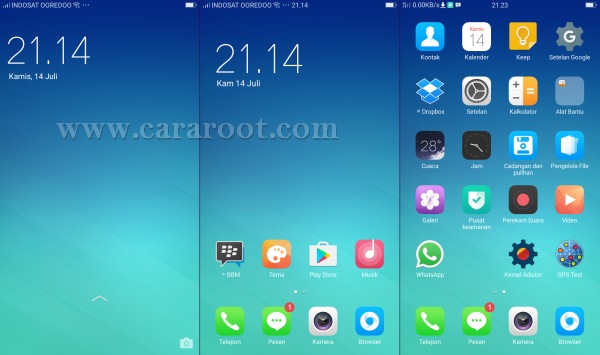 Tampilan Beranda ROM Oppo Lenovo A6000
