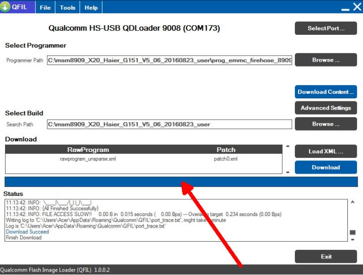 Flash Firmware Andromax A via QPST QFIL Selesai