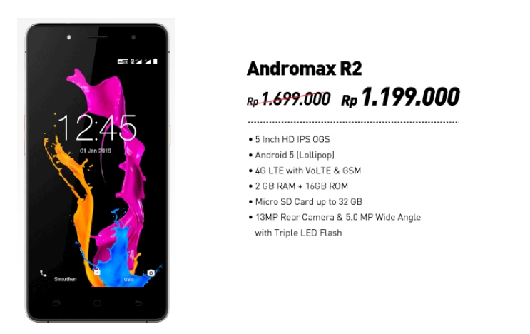 Gambar Andromax R2 dengan Spesifikasi RAM 2 GB di Jual dengan Harga Murah 1