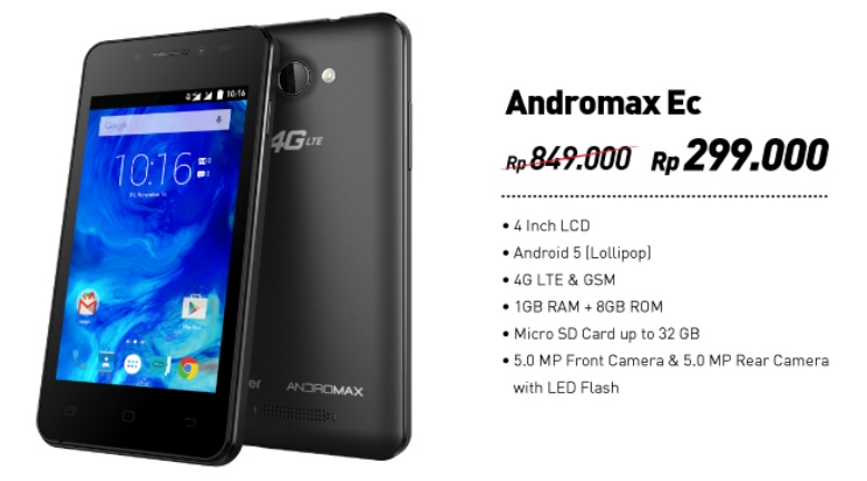 Gambar Promo 2017 Andromax Ec Spesifikasi 4G, RAM 1GB Harga 300 Ribu 1