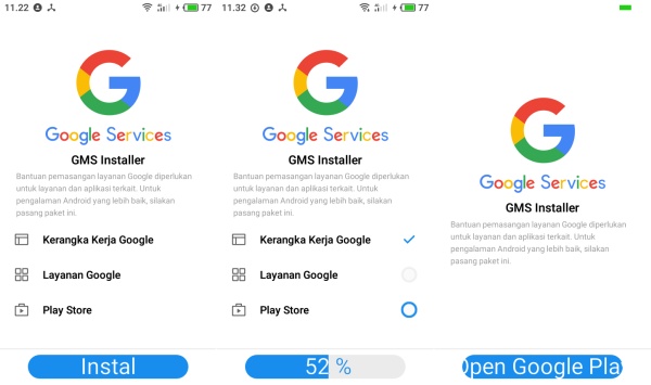 proses instalasi google play store