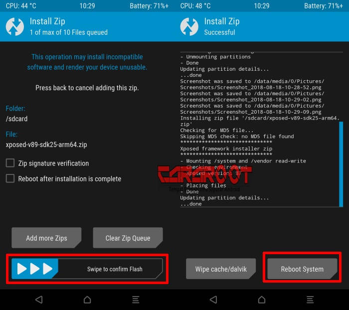 xposed terpasang via twrp