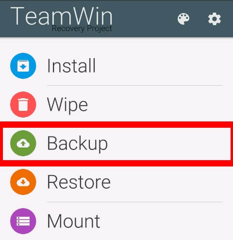 Menu Backup TWRP