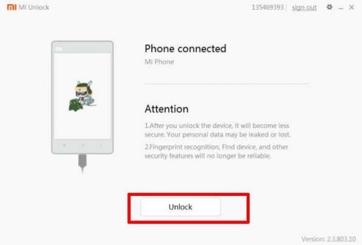 HP Xiaomi Sukses Terhubung Dengan Mi Flash Unlock