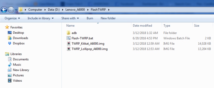 Folder Flash TWRP Lenovo A6000 Di PC