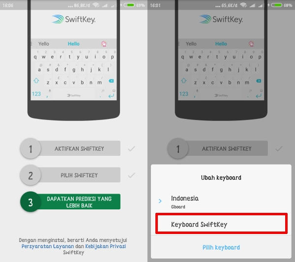 Pilih Keyboard SWiftkey