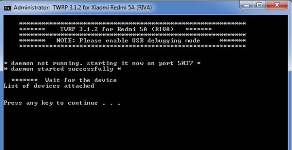 press any key twrp redmi 5a