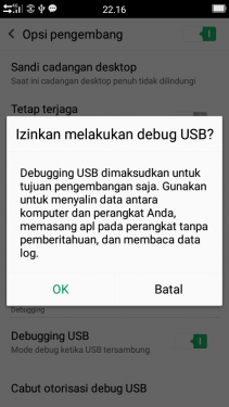 Izinkan melakukan Debug USB