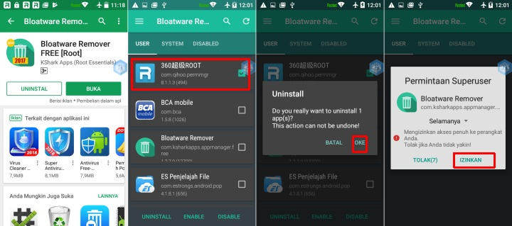 Hapus Aplikasi 360root