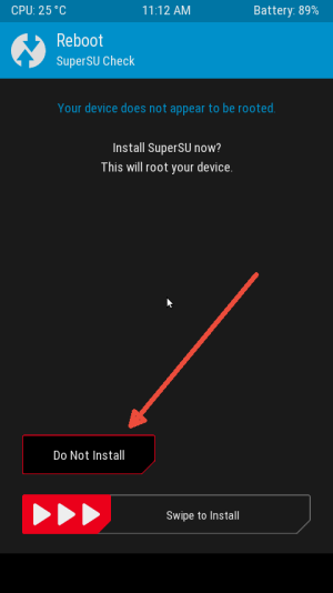 Tombol Do Not Install SuperSU Di TWRP