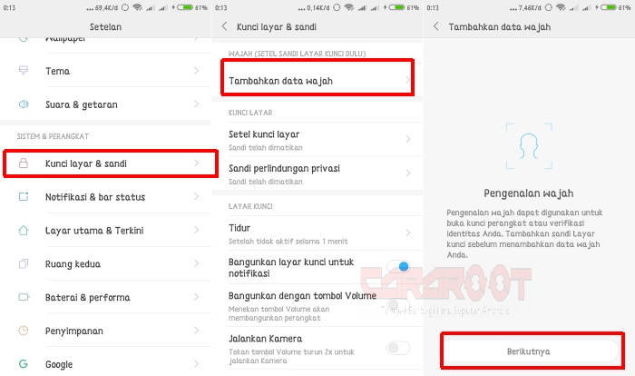 Pengaturan Face Unlock Redmi 5A