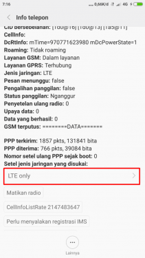 Setel Jaringan LTE Only