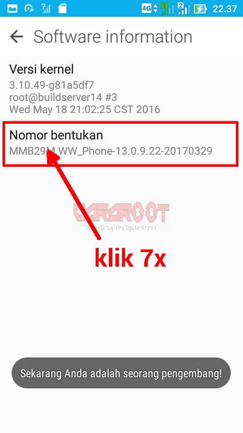 opsi pengembang aktif di asus