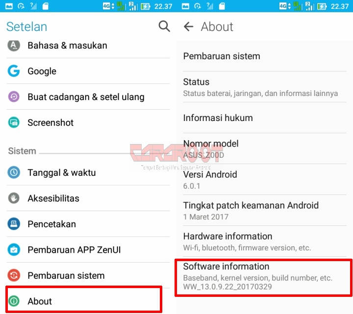 setting opsi pengembang asus