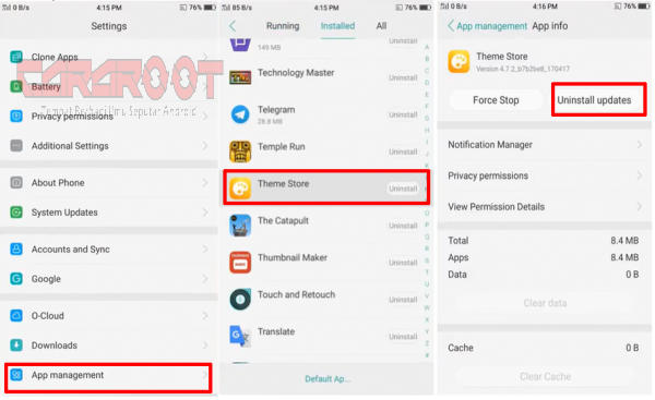 Uninstall Theme Store Oppo