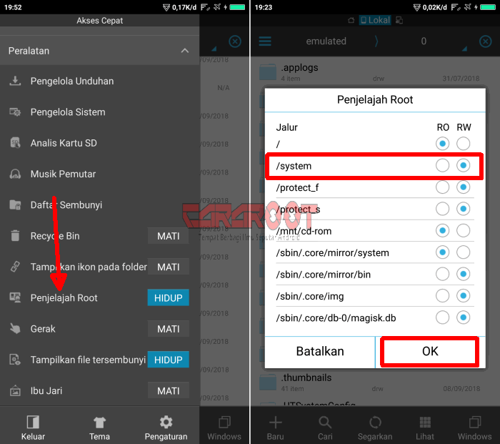 Akses rw di Ws Xplorer