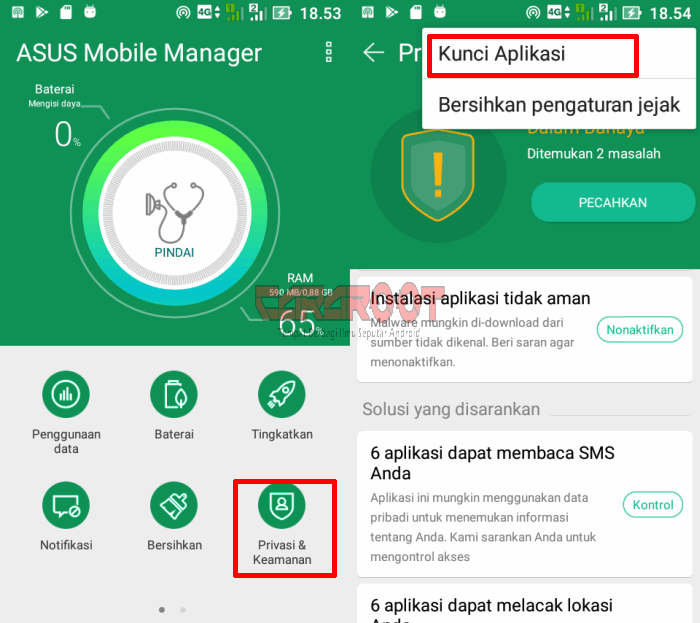 kunci aplikasi WA di Zenfone