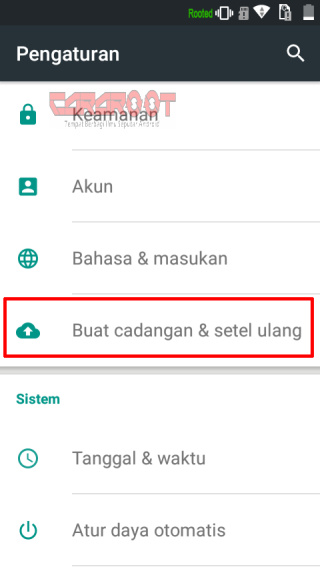 Opsi Buat Cadangan Dan Setel Ulang