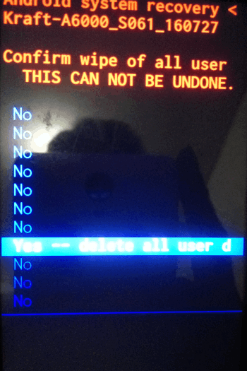 Delete all user data Lenovo A6010