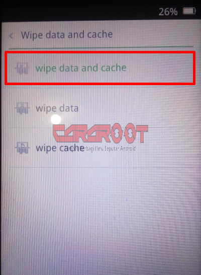 Menu Wipe Data Cache