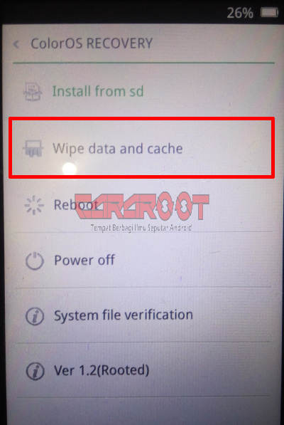 Wipe data and cache Oppo Recovery