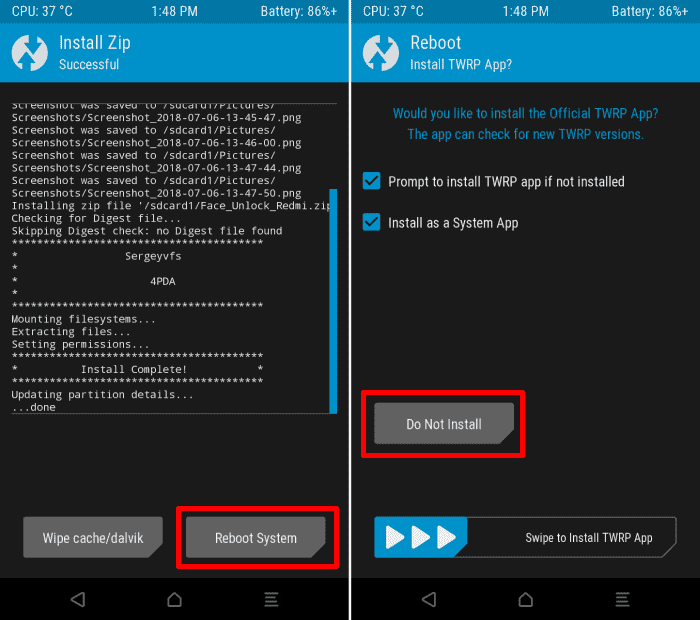 Do Not Install SuperSU TWRP