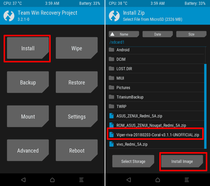 Install ROM ViperOS via TWRP