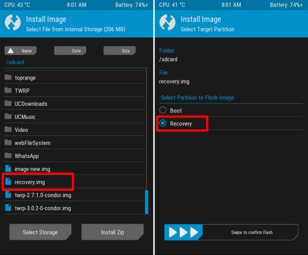 Pilih Partition Recovery Di TWRP