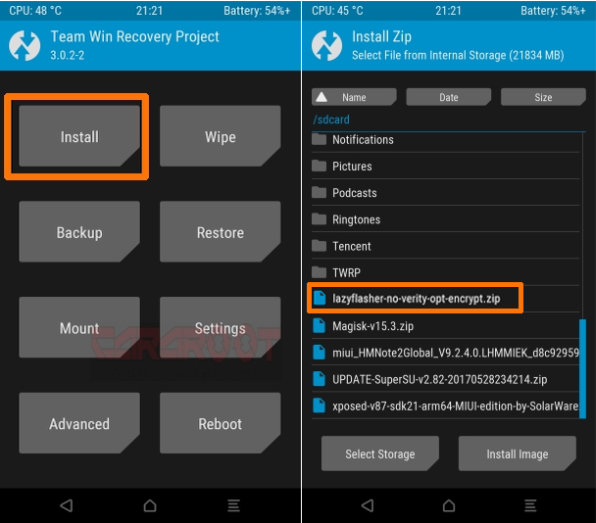 Swipe To Confirm Flash TWRP Redmi Note 3