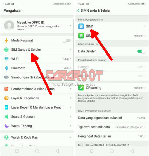 Pengaturan Seluler Oppo