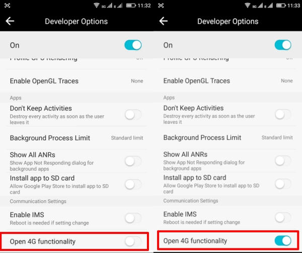 Open 4G Functionality Coolpad