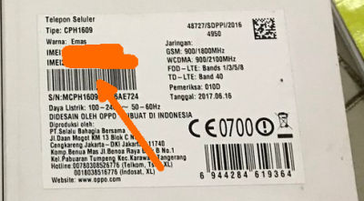 Cek IMEI OPPO Di Dus/Box HP