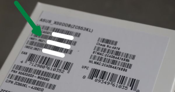 IMEI ASUS Yang berada Di Dus