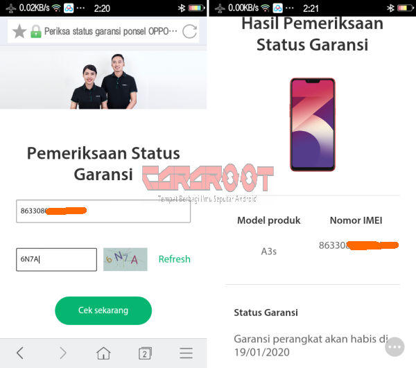 Cek Validasi IMEI OPPO