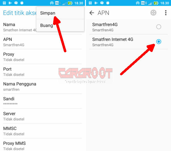 Simpan apn di hp asus