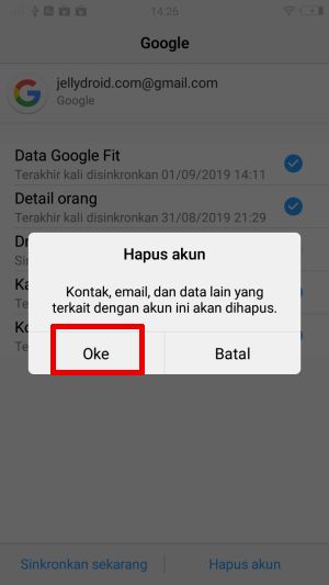 Konfirmasi Hapus Akun Google