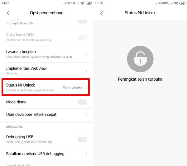 Status Mi Unlock Di Opsi Pengembang Xiaomi