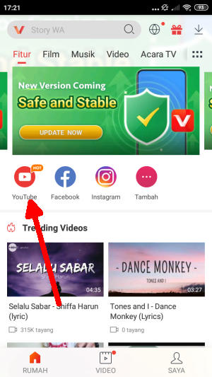 Icon Youtube Di Aplikasi Vidmate