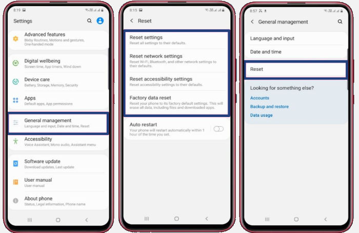 Cara Reset Samsung via Settings