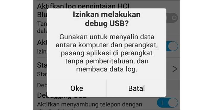 Izinkan melakukan Debug USB Hp Infinix