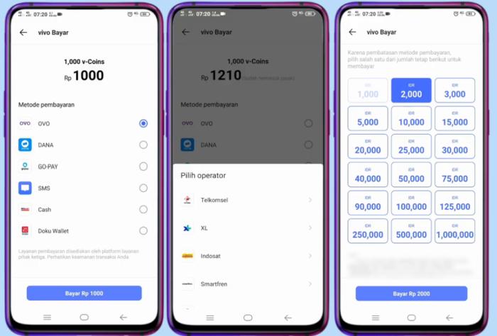 Membayar v-Coins Dengan Pulsa Operator