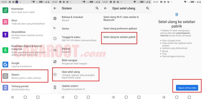 Cara Reset Advan Lewat Pengaturan