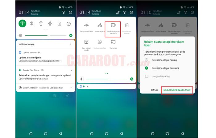 Cara Merekam Layar Infinix Lewat Quick Setting