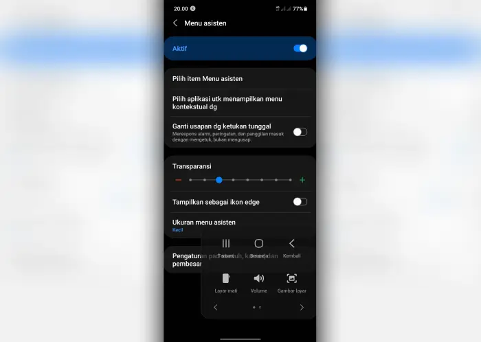 Screenshot Tanpa Tombol Dengan Menu Asisten