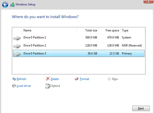 Format Primary Disk