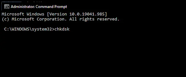 chkdsk command prompt