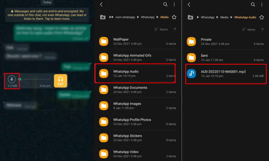 Download Audio WA Dari File Manager